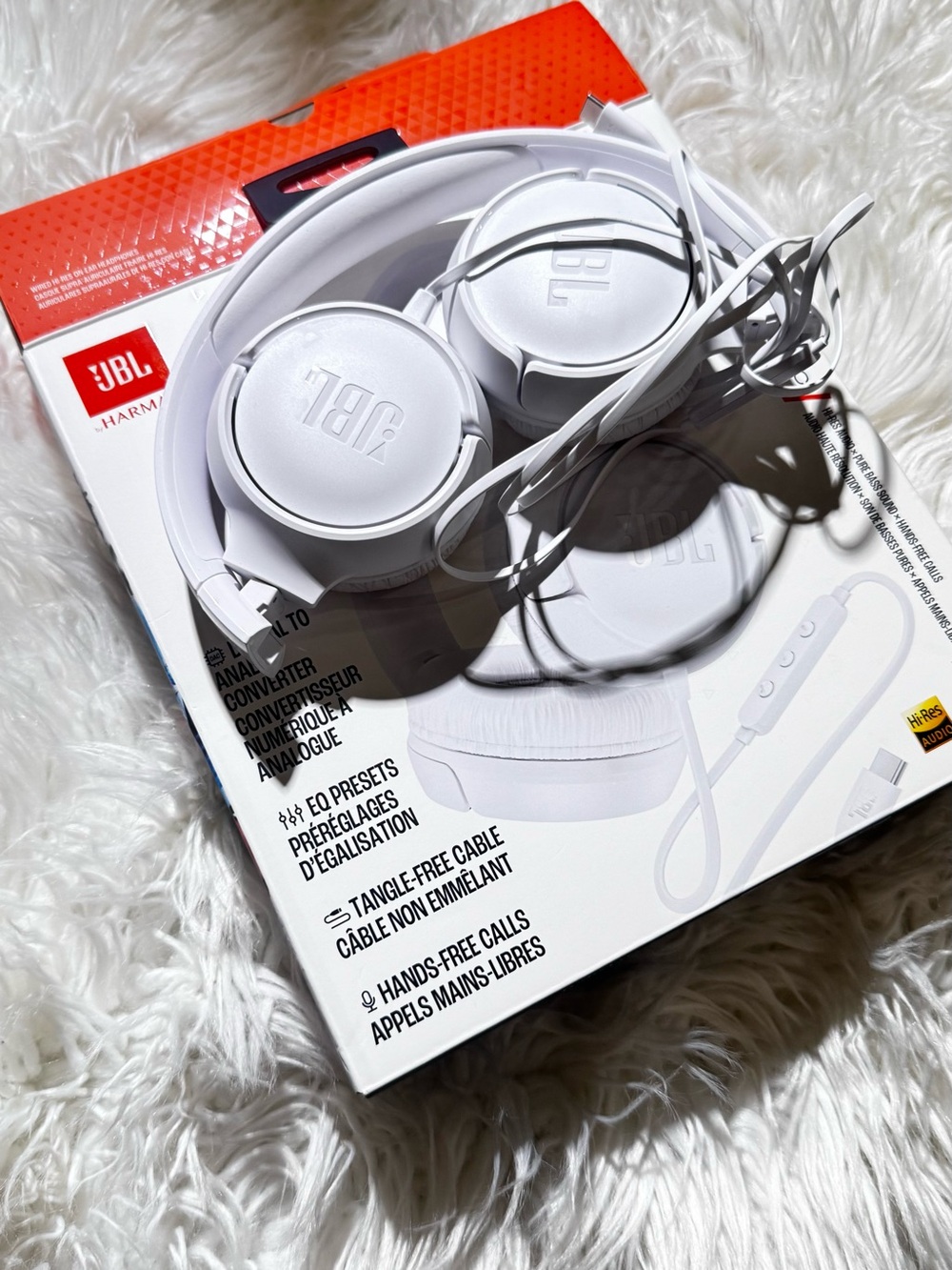 JBL White On-Ear Headphones with Tangle-Free Cable